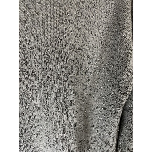 Eileen Fisher Knit metallic silver sweater size M Wool Blend Tiny Flaw Mended - Picture 2 of 9